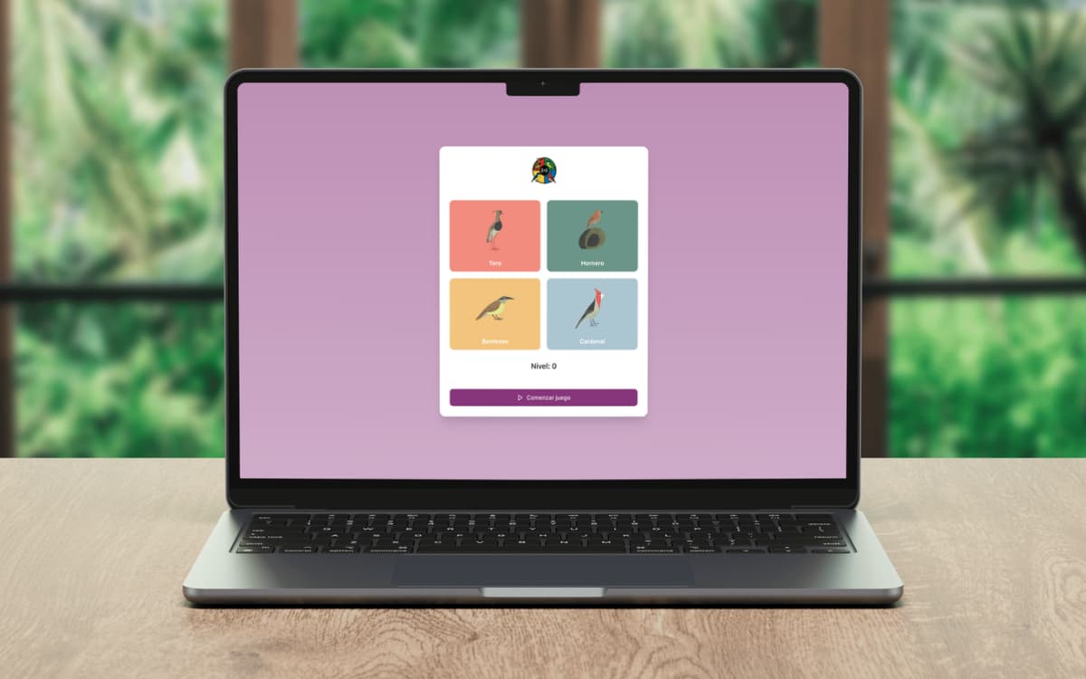 Mockup de Sinfonía de Pájaros, experiencia interactiva desarrollada para la UNR