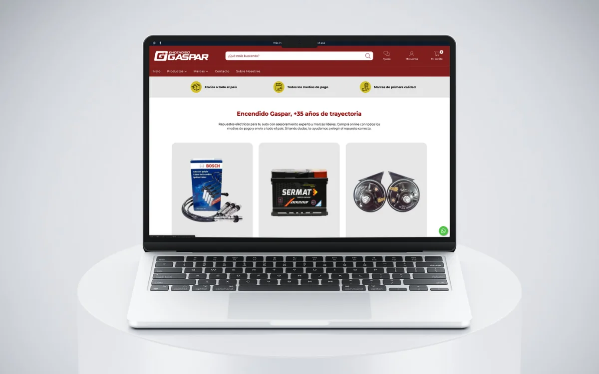 Mockup de la tienda online de Encendido Gaspar
