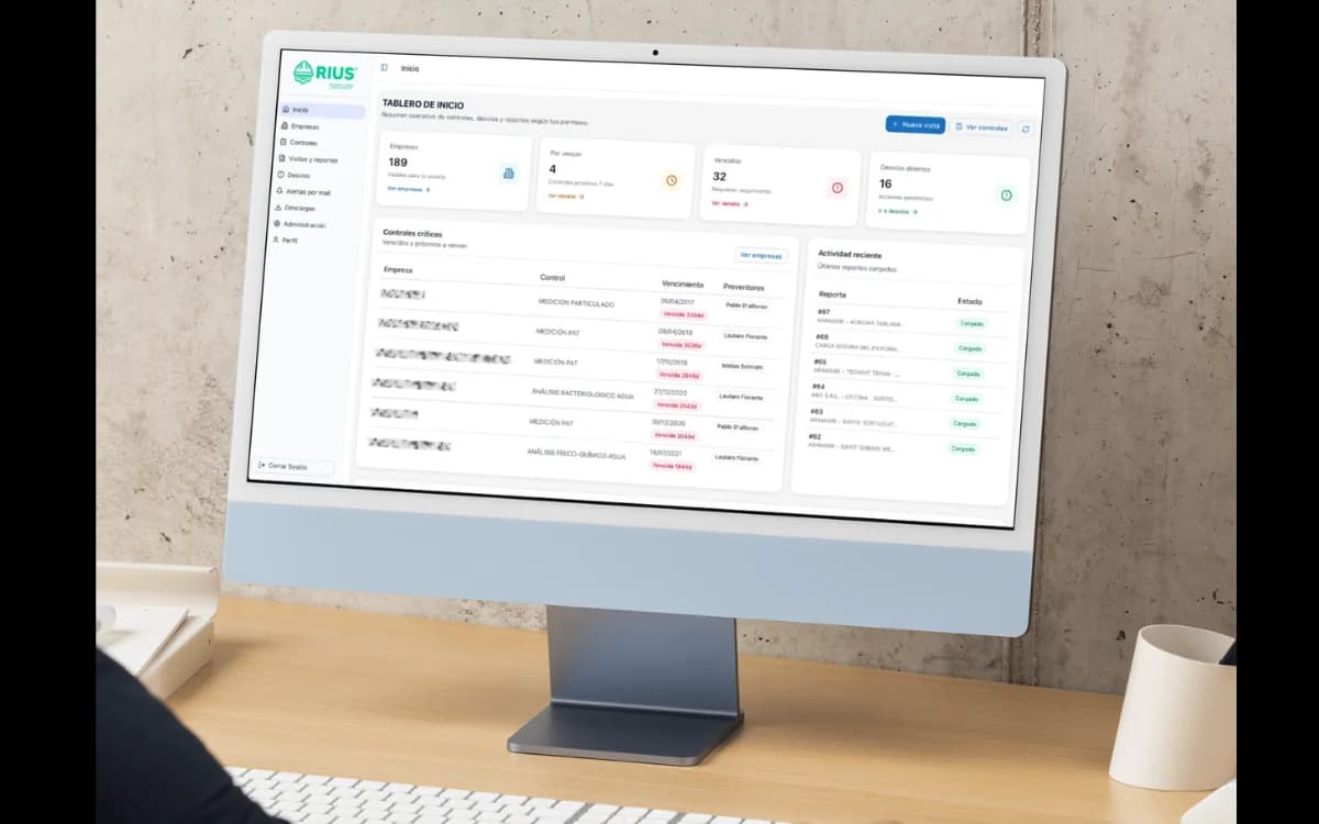 Mockup del sistema interno de higiene y seguridad de Estudio RIUS