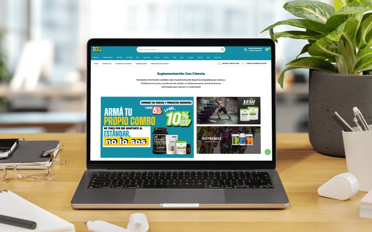 Mockup de la tienda online de Suplementación Con Ciencia