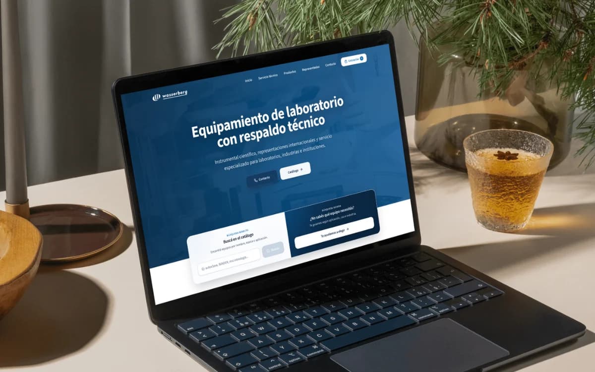 Mockup del sitio web industrial de Wasserberg